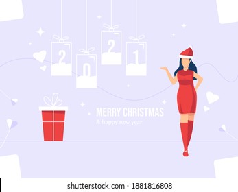 New Year Greetings design concept. People celebrate New Year's Christmas. used for web, posters, flyers. flat vector.