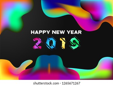 new year greetings, liquid modern design, vector template, poster, brochure, easy edit