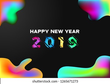 new year greetings, liquid modern design, vector template, poster, brochure, easy edit