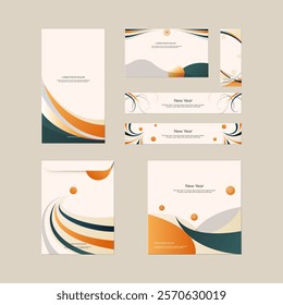 New Year Greetings and Stationery Design template. vector illustration.