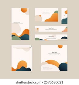 New Year Greetings and Stationery Design template. vector illustration.