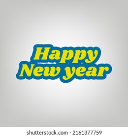 New year greetings text. Icon in colors of Ukraine flag (yellow, blue) at gray Background. Illustration.