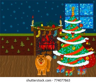 New Year hand drawn doodle interior. It can be used for invitation and Christmas sale poster.