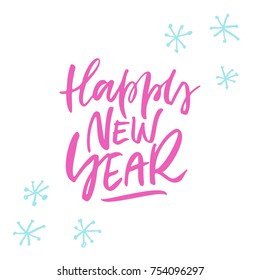 New Year hand drawn unique lettering. Winter holiday collection.