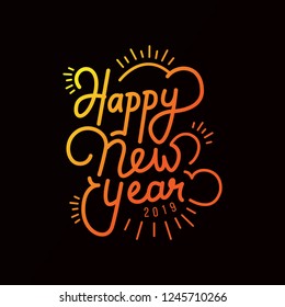 new year hand lettering vector in monoline style