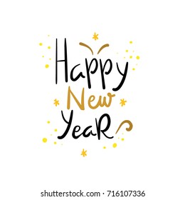 New Year Hand Lettering Vector for Greeting Card or Poster