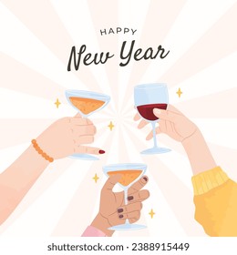 New Year Hand Toast Illustration