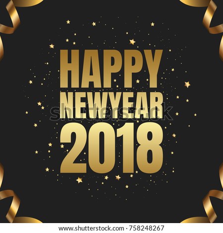New Year, Happy New Year 2018 with gold shiny texture, New Year card background, poster, design