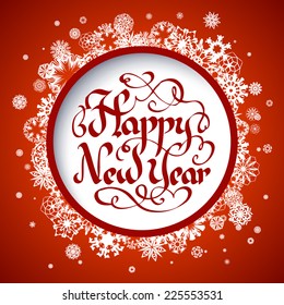 new year happy calligraphy new year greeting card template with calligraphic and typographic elements new year happy calligraphy classic vacation traditional snow holiday background scene edge red cer