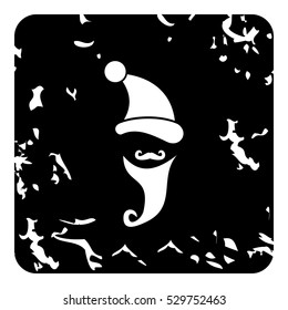 New year hat and mustache of Santa Claus icon. Grunge illustration of new year hat and mustache of Santa Claus vector icon for web