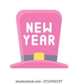 Ilustración vectorial del sombrero del año Nuevo, icono plano del estilo