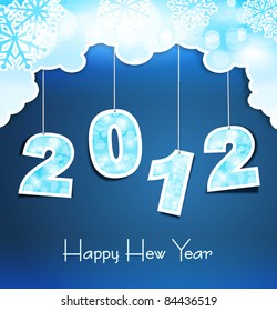New Year holiday background with the numbers 2012 on the blue sky