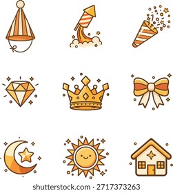 New year holiday countdown icon set