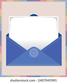 New Year or holiday letter envelope illustration with oriental traditional pattern