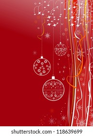 New Year holiday red background with balls