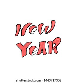  New Year. Holiday Vector Illustration. Lettering Composition. Vintage festive label.