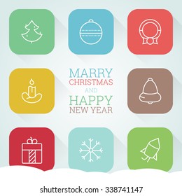 New Year holiday web icon set