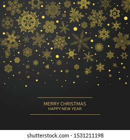 New Year holidays greeting card. Christmas holiday invitation. Ornament with snowflakes.