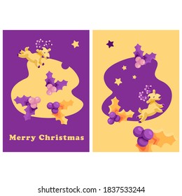 New year holly card on white isolated backdrop. Merry christmas postcard for invitation or gift card, notebook, bath tile, scrapbook. Phone case or cloth print. Flat style stock vector illustration