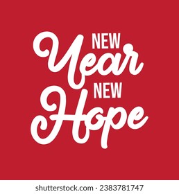 new year new hope text on red background.