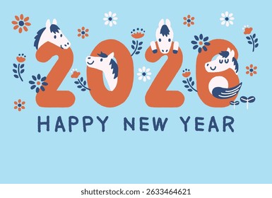 New year of the horse greeting card in 2026