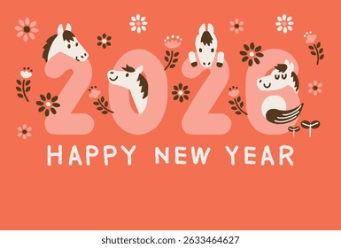New year of the horse greeting card in 2026