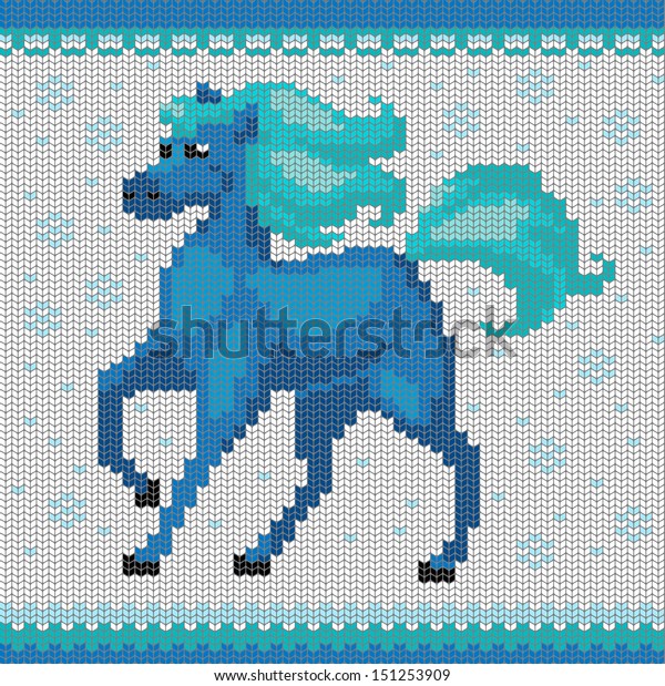 New Year Horse Knitted Seamless Pattern Stock Vector Royalty Free 151253909