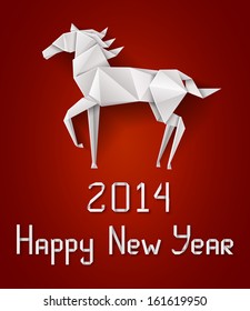 New Year horse, origami paper's horse EPS. 10 contains transparency.