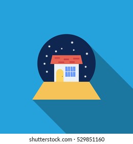 New Year House At night vector icon