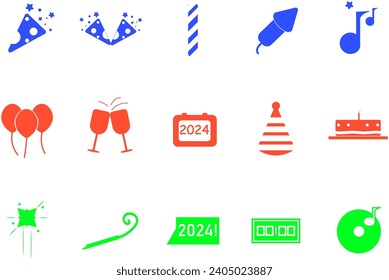 New Year Icon Collection Vector