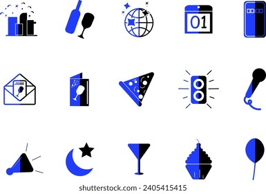 New Year Icon Collection Vector Set