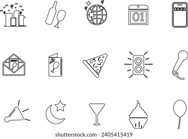 New Year Icon Collection Vector Set