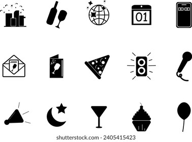 New Year Icon Collection Vector Set