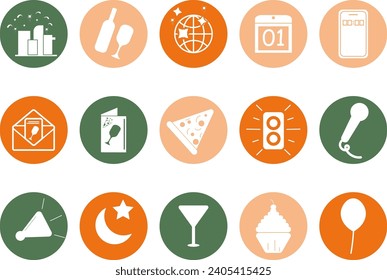 New Year Icon Collection Vector Set