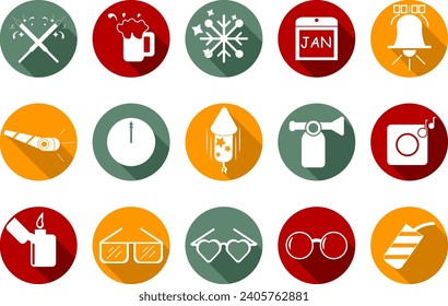 New Year Icon Collection Vector Set