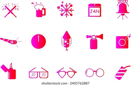 New Year Icon Collection Vector Set