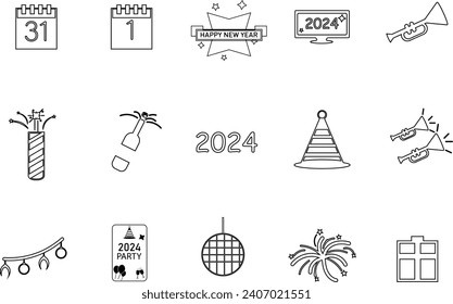 Vector de colección de iconos de Año Nuevo