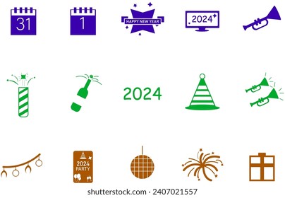 New Year Icon Collection Vector