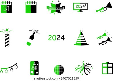 New Year Icon Collection Vector