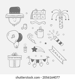 Neujahrssymbol im Doodle-Stil