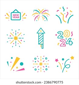 New Year Icon element collection
