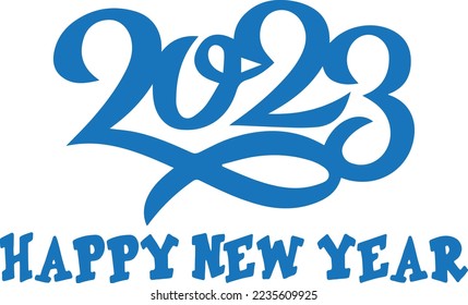 New year icon, happy new year text design blue vector