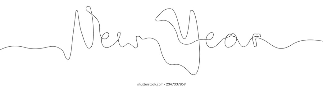 Vector de dibujo continuo de la línea de iconos de Año Nuevo. Fondo vectorial de icono de una línea de 2024 años. Un icono de Año Nuevo. Esquema continuo de un icono de Año Nuevo.