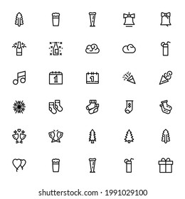 Neues Jahr Symbol oder Logo einzeln auf Zeichen - Vektorgrafik - Sammlung hochwertiger, schwarzer Vektorsymbole
