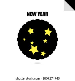 New year icon made of paper on a black background