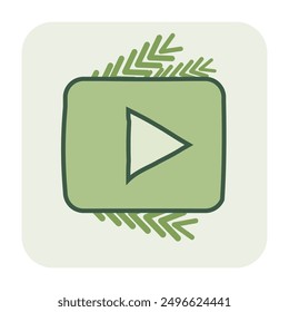 New Year icon with player and New Year decorations. Flat style. Vector illustration.