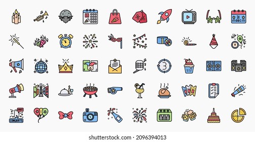 New Year icon set designed in filled line color. Perfect for website mobile app presentation and any other projects. Enjoy this icon for your project.