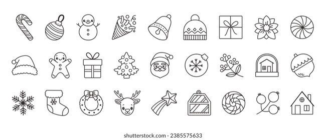 New year icon set many design elements. Vector illustration.