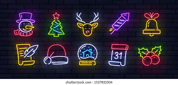 New Year icon set. Merry Christmas and Happy New Year. 