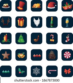 Symbol für das neue Jahr eingestellt. Frohe Weihnachtssymbole für Karten und Social Media Design.